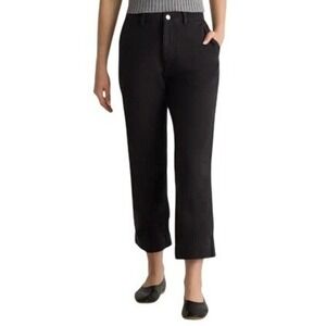 Quince Organic Stretch Cotton Twill Straight Leg Cropped‎ Pants Black Size 12